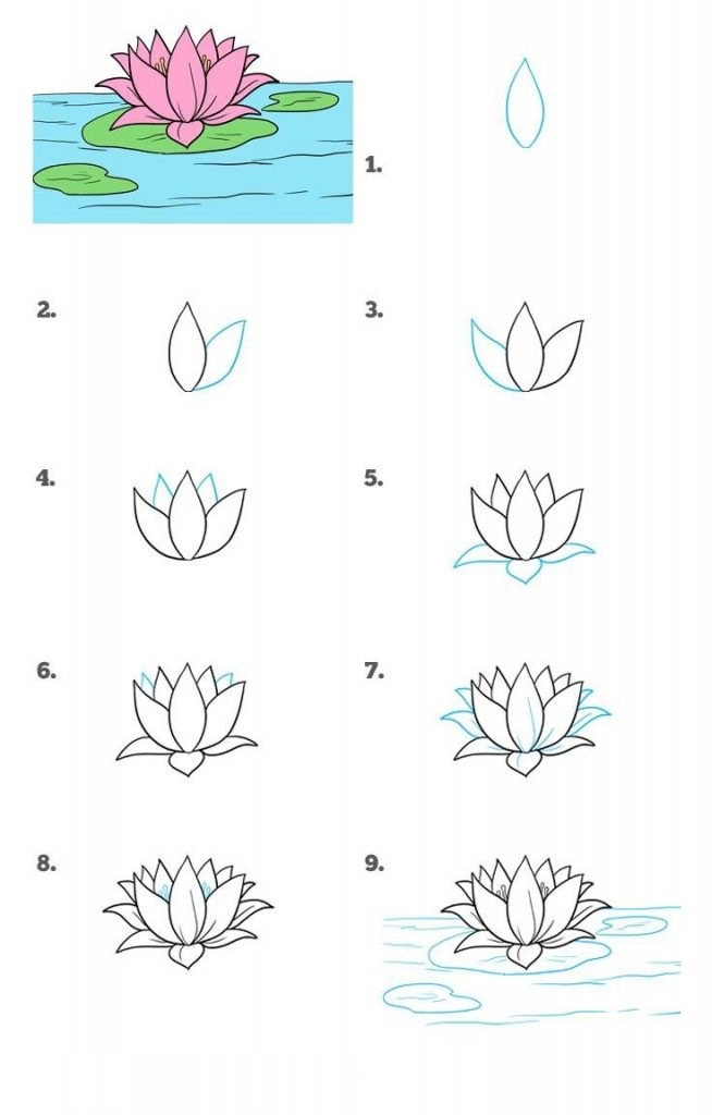 Một số cách vẽ hoa sen khác