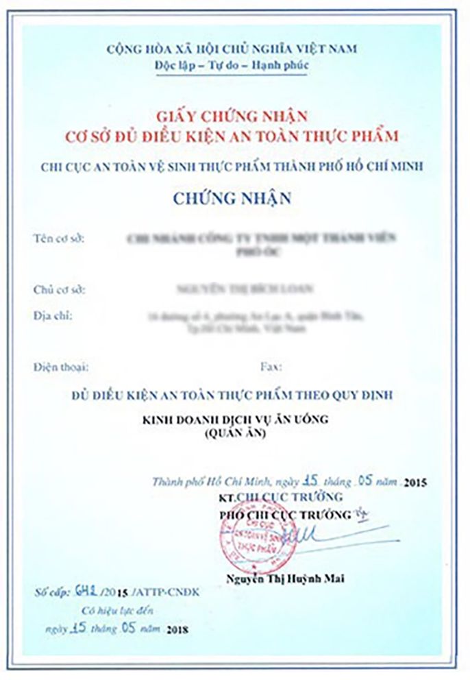 Dịch xin giấy phép vệ sinh an toàn thực phẩm tại Luật Thành Công [2023]