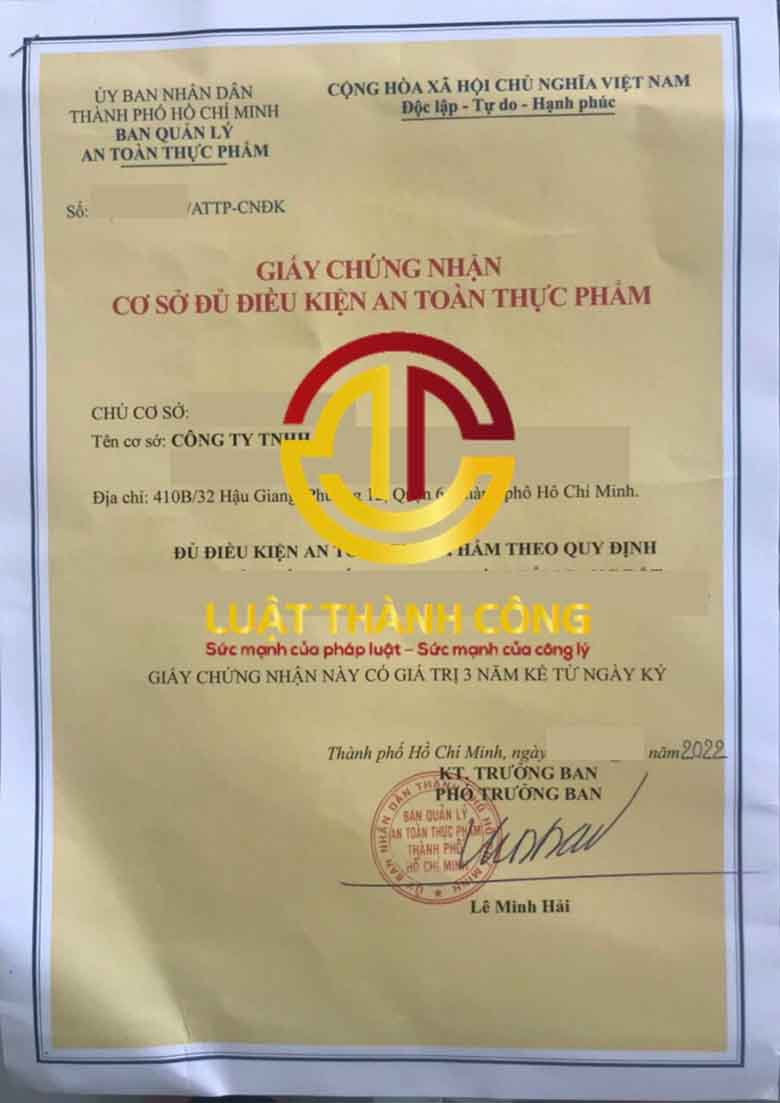 Dịch xin giấy phép vệ sinh an toàn thực phẩm tại Luật Thành Công [2023]