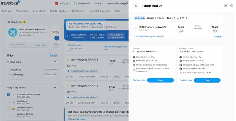 Cách tìm chuyến bay giá rẻ và đặt vé SUN PhuQuoc Airways nhanh chóng 